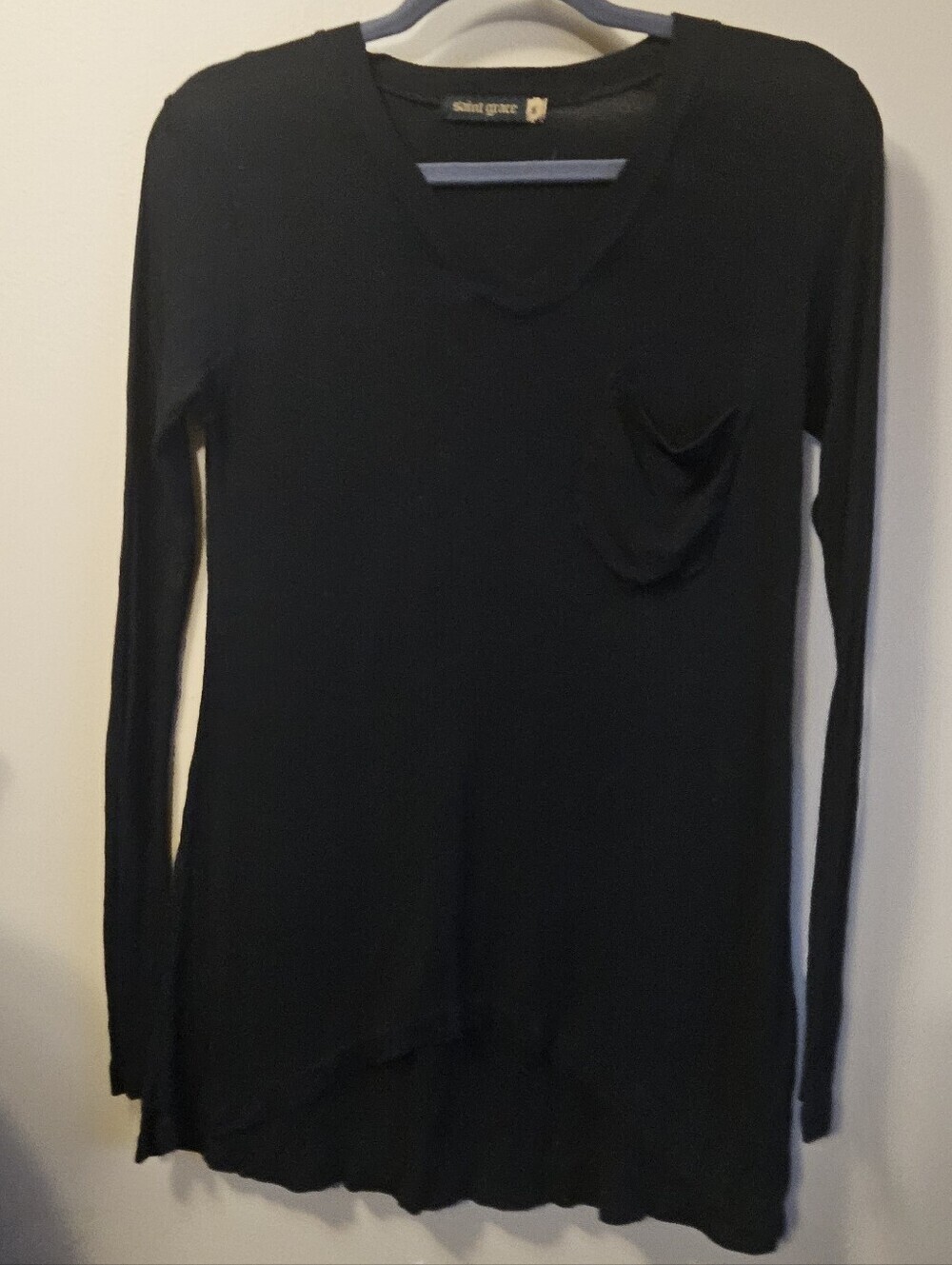 Saint Grace Women's Size S Black Longsleeve Top Micro Modal